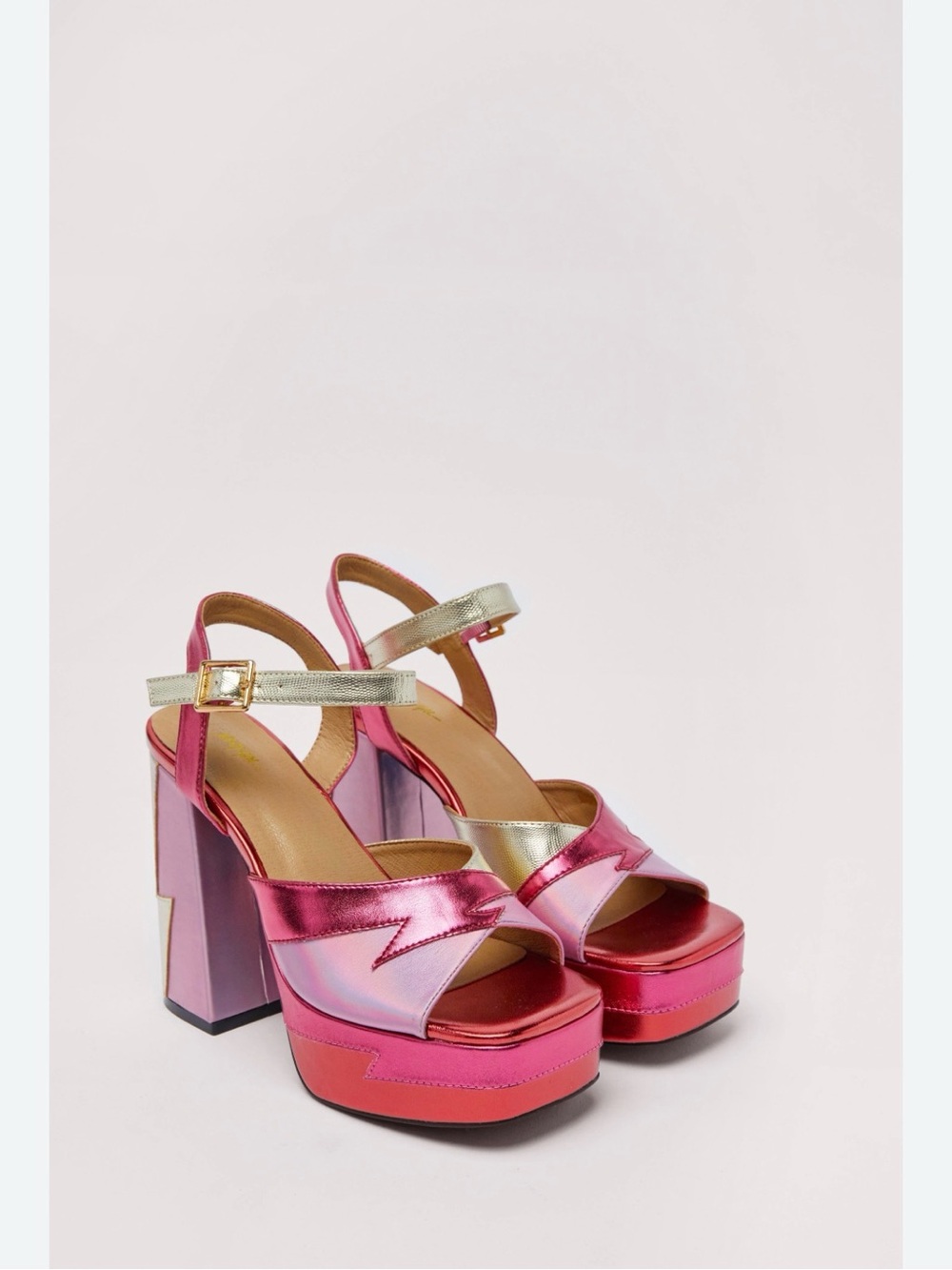 Nasty Gal Metallic Pink and Gold Platform Heels